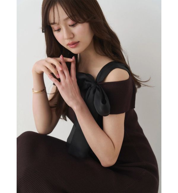 MERCURYDUO「ワンショルリボンティアードニットワンピース」|ワンピース|