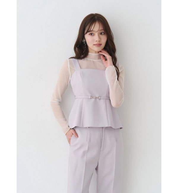 MERCURYDUO「ペプラムビスチェパンツセットアップ」|オールインワン|