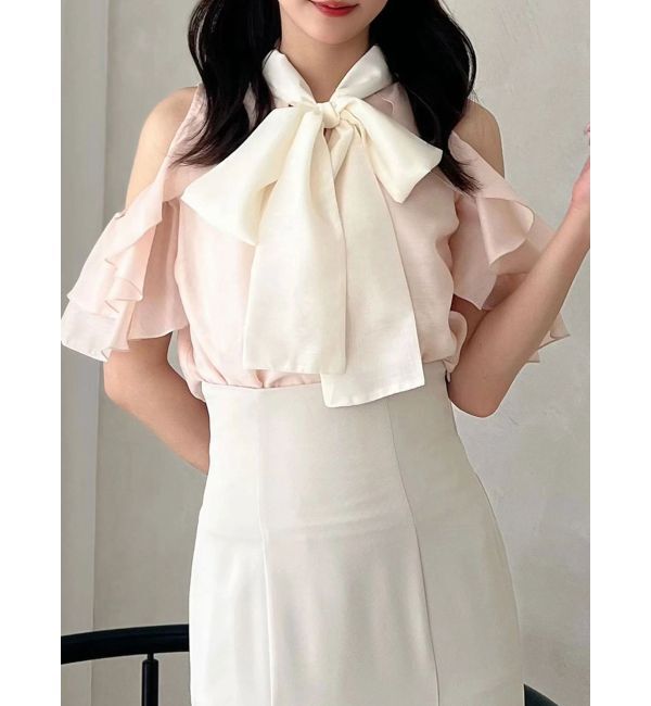 MERCURYDUO「アメスリラッフルボウタイブラウス」|シャツ・ブラウス|ピンク