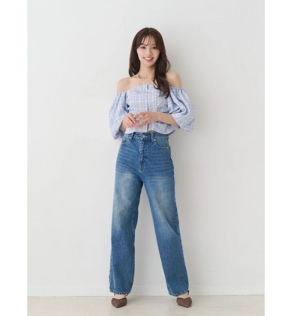 MERCURYDUO「2WAYチェックオフショルベアブラウス」|シャツ・ブラウス|