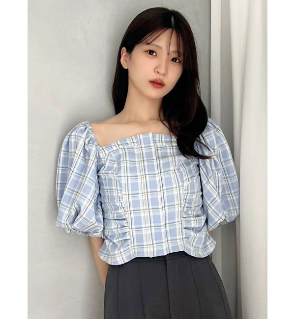 MERCURYDUO「2WAYチェックオフショルベアブラウス」|シャツ・ブラウス|