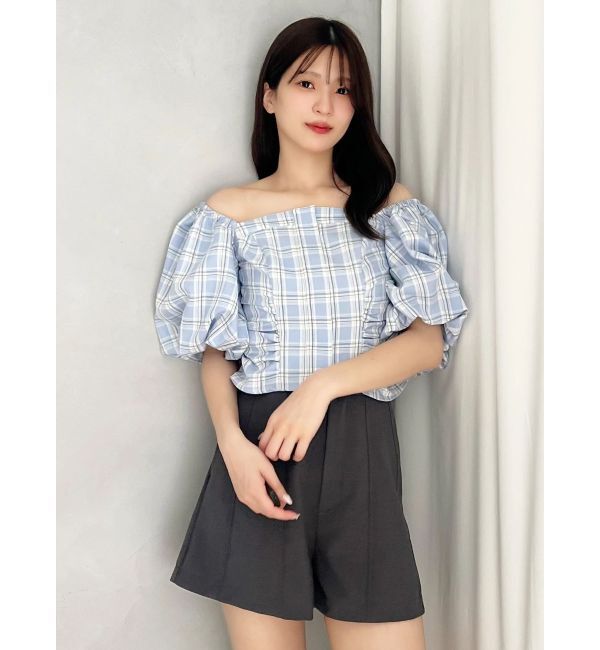 MERCURYDUO「2WAYチェックオフショルベアブラウス」|シャツ・ブラウス|