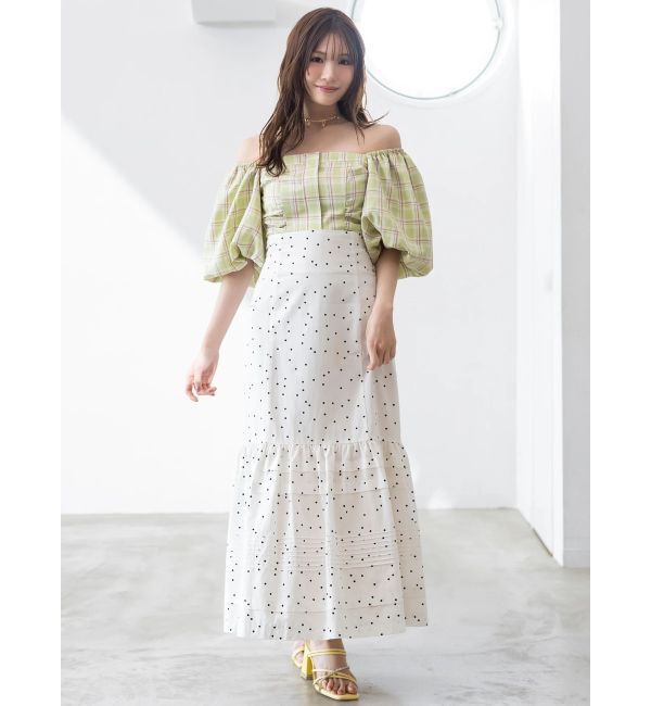 MERCURYDUO「2WAYチェックオフショルベアブラウス」|シャツ・ブラウス|