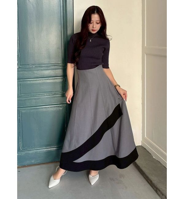 MERCURYDUO「バイカラーフレアスカート」|スカート|