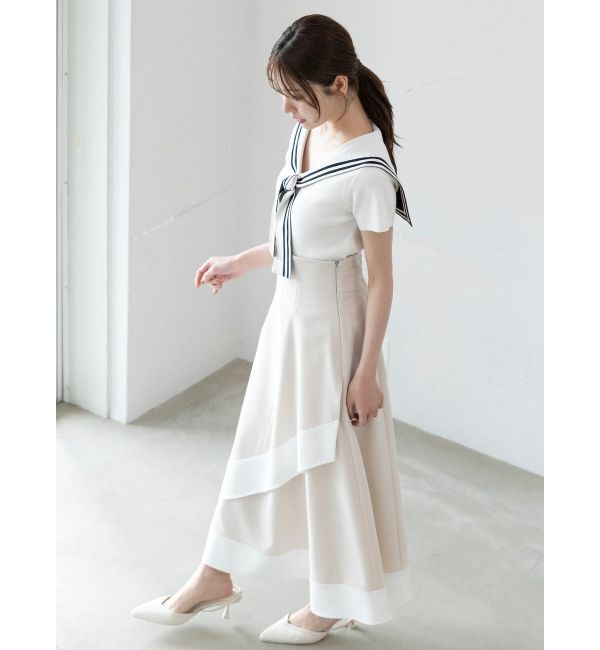 MERCURYDUO「バイカラーフレアスカート」|スカート|