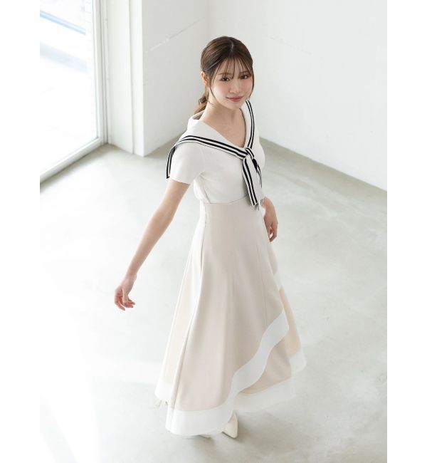 MERCURYDUO「バイカラーフレアスカート」|スカート|