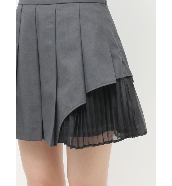 MERCURYDUO「異素材切替プリーツミニスカパン」|スカート|