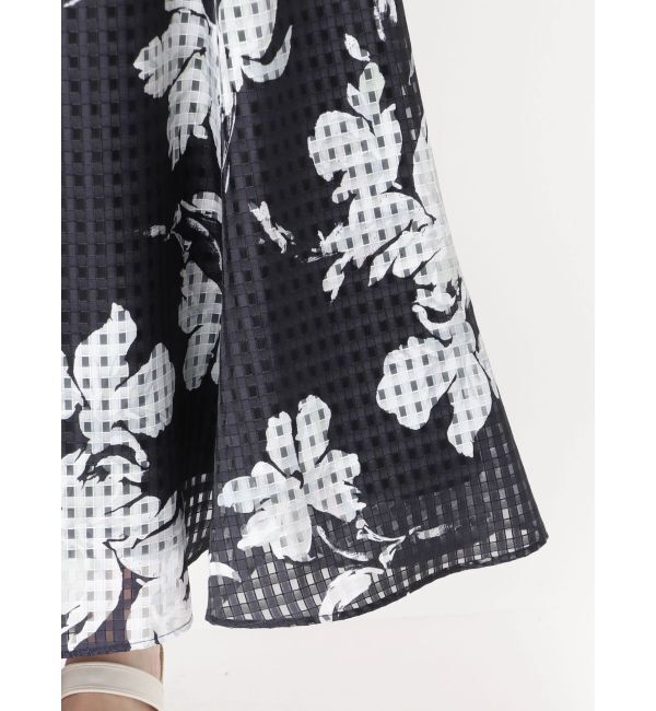 MERCURYDUO「アートフラワーバックレースアップフレアスカート」|スカート|