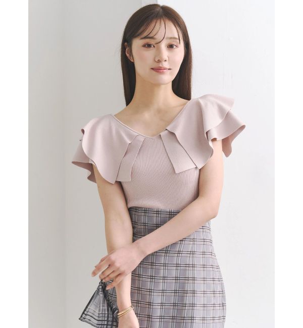 MERCURYDUO「ダブルラッフルコンパクトニット」|ニット・セーター|