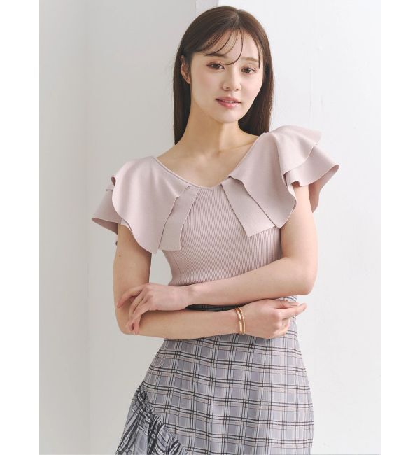 MERCURYDUO「ダブルラッフルコンパクトニット」|ニット・セーター|