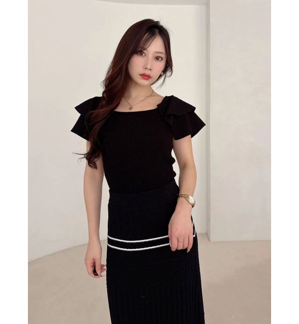 MERCURYDUO「ダブルラッフルコンパクトニット」|ニット・セーター|