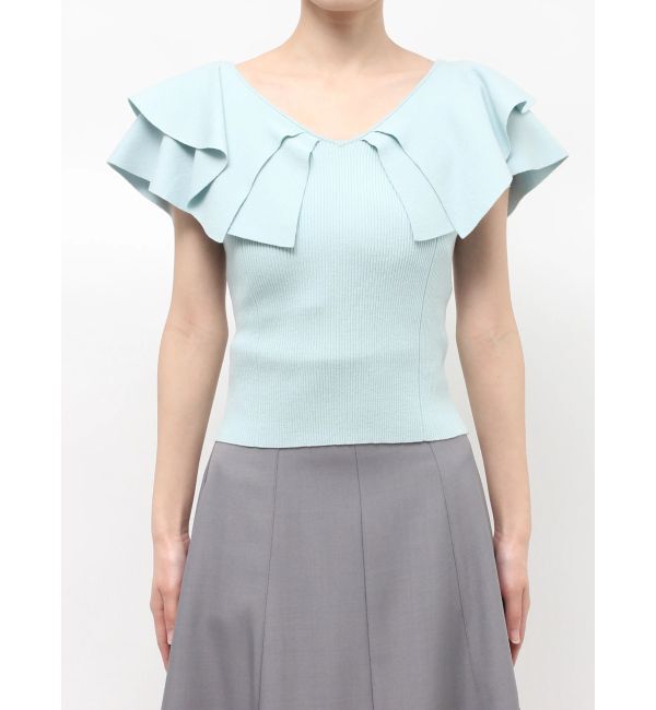 MERCURYDUO「ダブルラッフルコンパクトニット」|ニット・セーター|