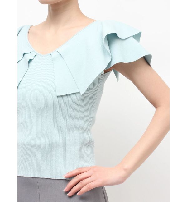 MERCURYDUO「ダブルラッフルコンパクトニット」|ニット・セーター|