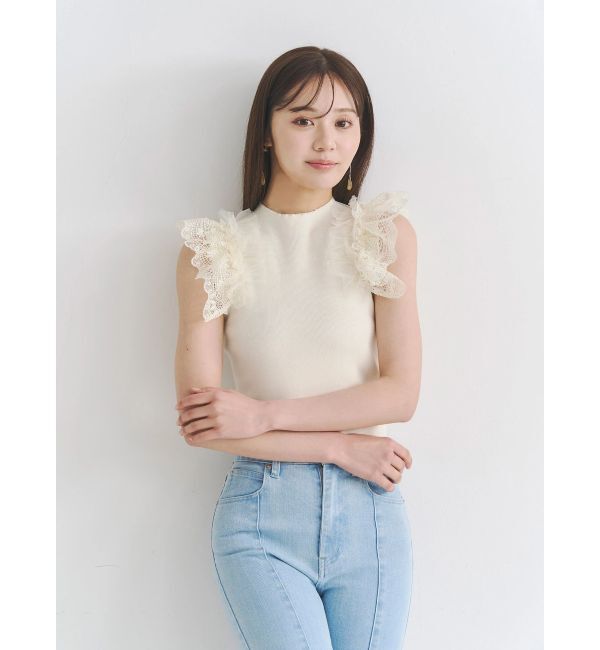 MERCURYDUO「異素材フリルボトルニット」|ニット・セーター|