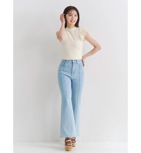 MERCURYDUO「異素材フリルボトルニット」|ニット・セーター|