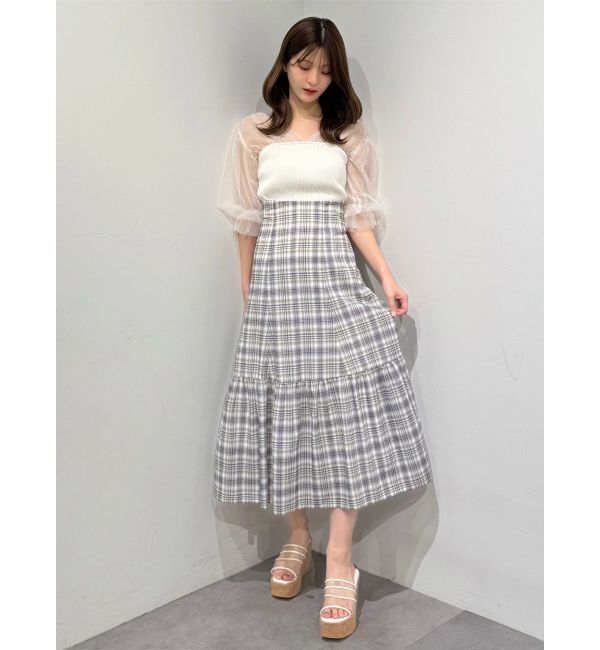 MERCURYDUO「チュールギャザー使いニット」|ニット・セーター|