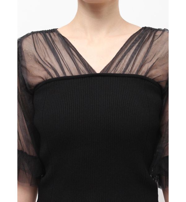 MERCURYDUO「チュールギャザー使いニット」|ニット・セーター|