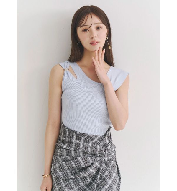 MERCURYDUO「アシメカッティングリブニット」|ニット・セーター|