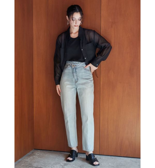 LAGUNAMOON「ウエストアシンメトリーデニムパンツ」|デニム|