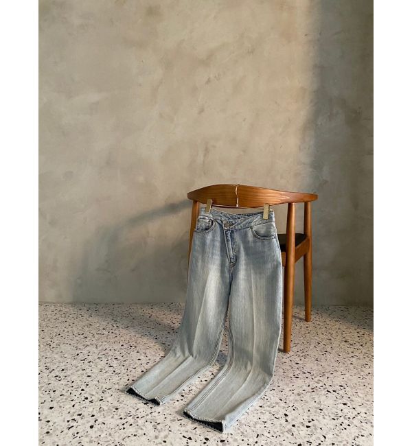 LAGUNAMOON「ウエストアシンメトリーデニムパンツ」|デニム|