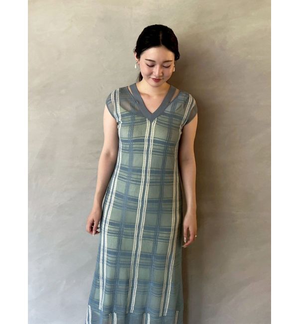 LAGUNAMOON「シアーチェックニットワンピース」|ワンピース|