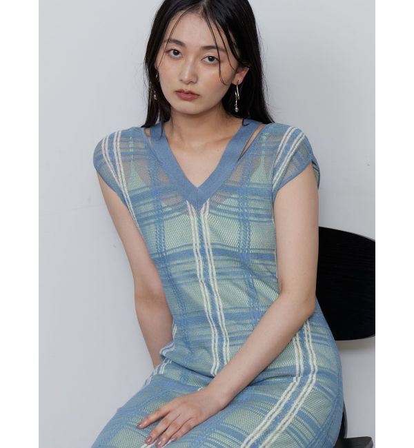 LAGUNAMOON「シアーチェックニットワンピース」|ワンピース|