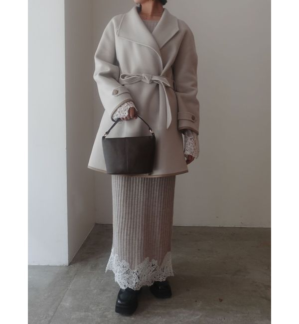 LAGUNAMOON「レースドッキングリブニットワンピース」|ワンピース|