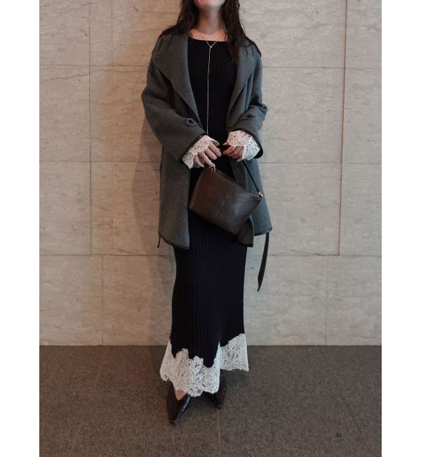 LAGUNAMOON「レースドッキングリブニットワンピース」|ワンピース|