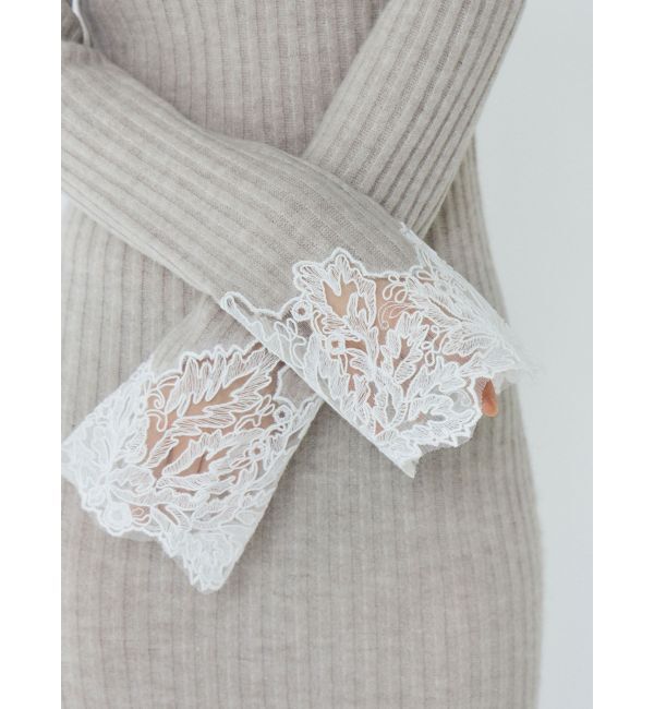 LAGUNAMOON「レースドッキングリブニットワンピース」|ワンピース|