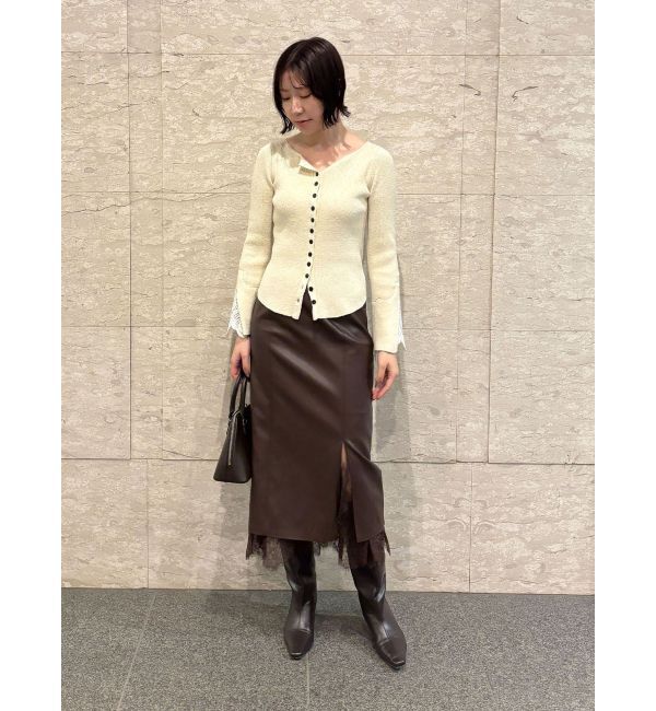 LAGUNAMOON「ヘムレースレイヤードハイウエストエコレザースカート」|スカート|