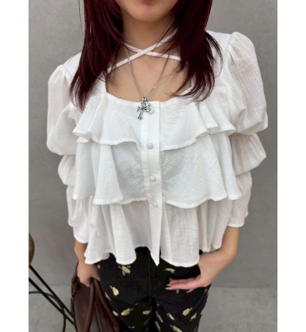 EVRIS「フリルボリュームチュニック」|シャツ・ブラウス|