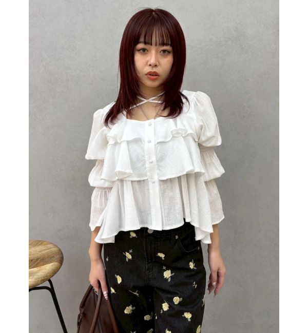 EVRIS「フリルボリュームチュニック」|シャツ・ブラウス|