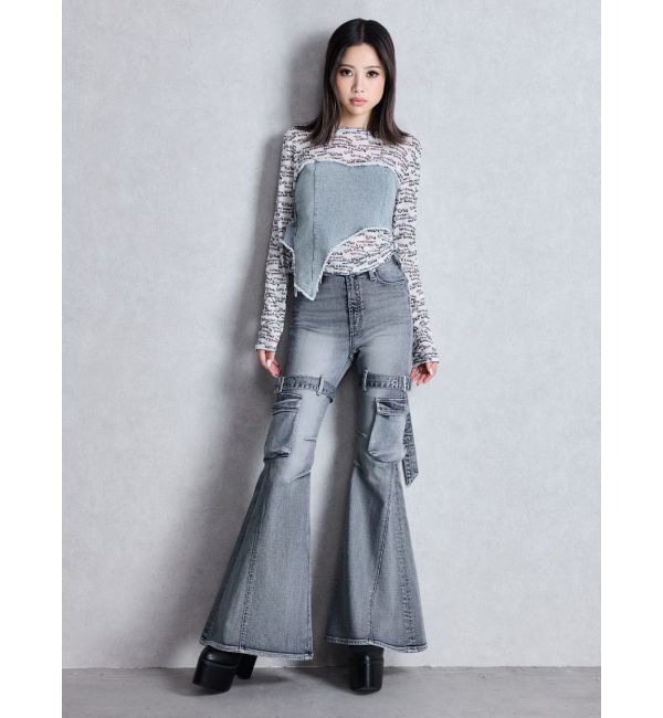 GYDA「GYDAデニムシアードッキングトップス」|Tシャツ・カットソー|