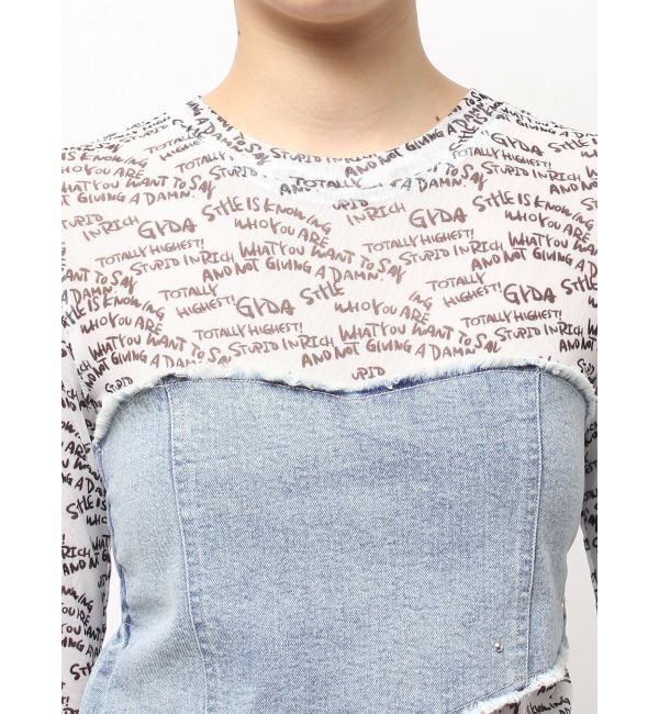 GYDA「GYDAデニムシアードッキングトップス」|Tシャツ・カットソー|