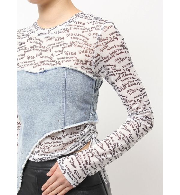 GYDA「GYDAデニムシアードッキングトップス」|Tシャツ・カットソー|