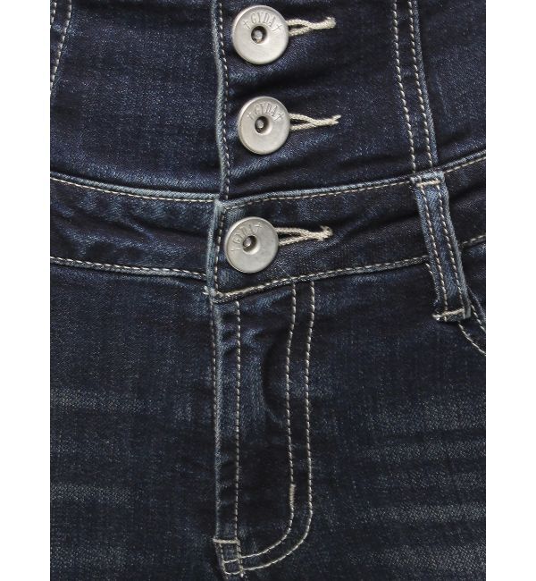 GYDA「ハイウエストボタンBACKレースアップフレアデニムパンツ」|デニム|