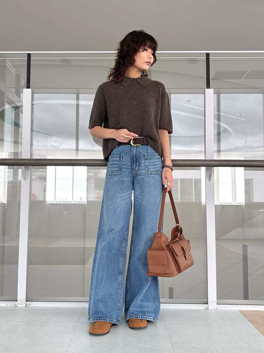 Mila Owen「ポロ衿クロップド丈モヘアニットトップス」|ニット・セーター|