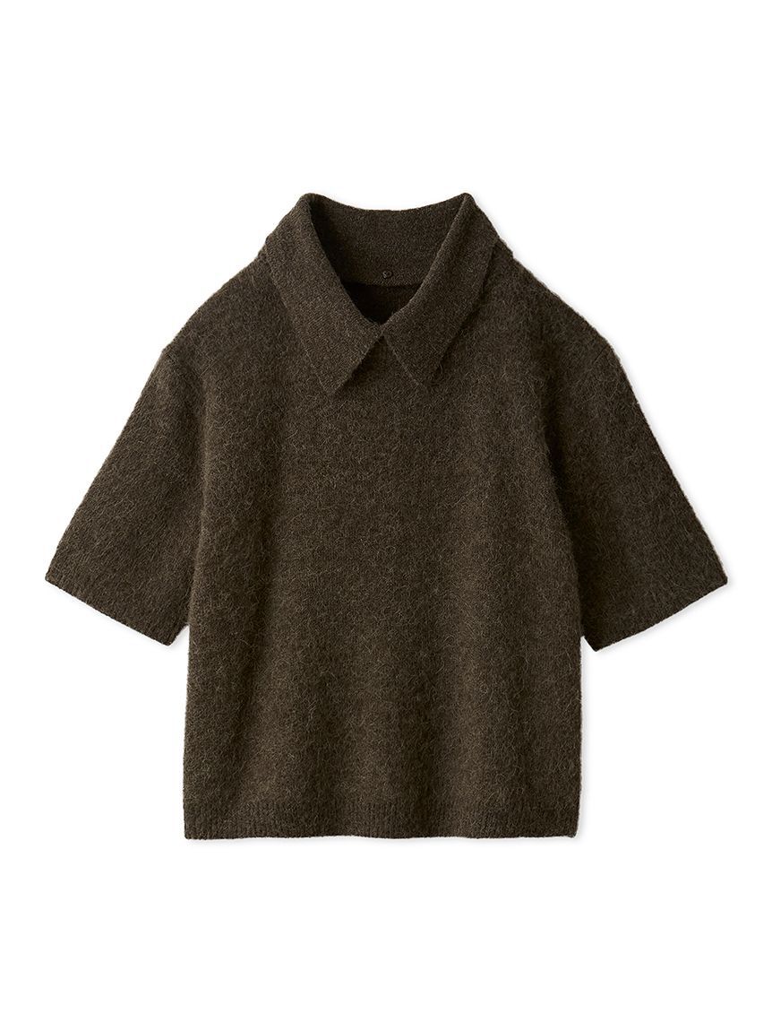 Mila Owen「ポロ衿クロップド丈モヘアニットトップス」|ニット・セーター|