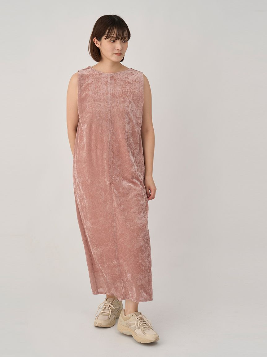 emmi atelier「メッシュベロアバックドレープワンピース」|ワンピース|