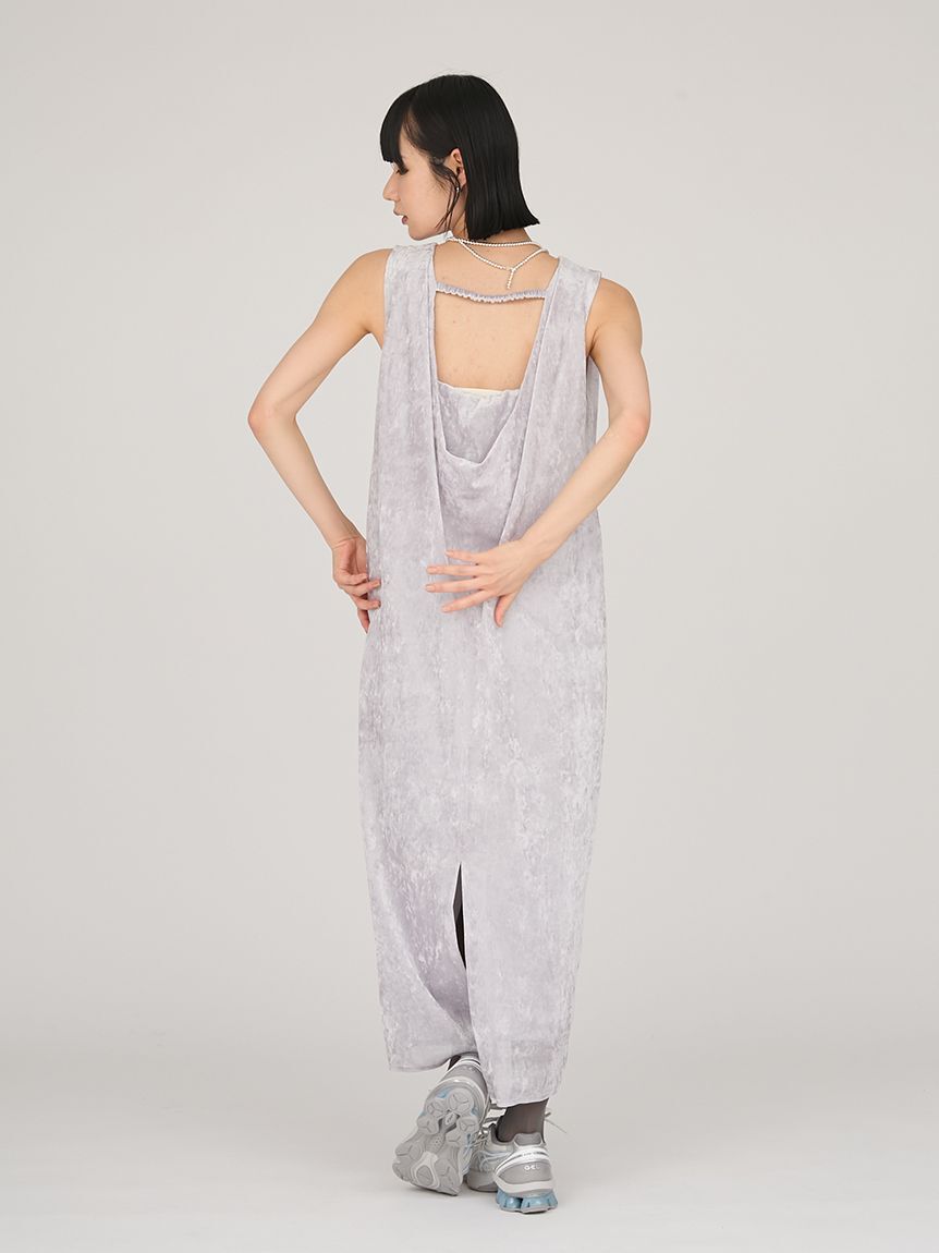 emmi atelier「メッシュベロアバックドレープワンピース」|ワンピース|