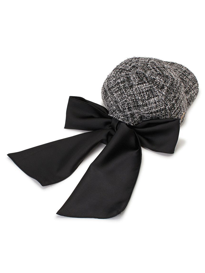 FURFUR「ツイード&times;サテンビッグリボンキャップ」|キャップ・キャスケット|