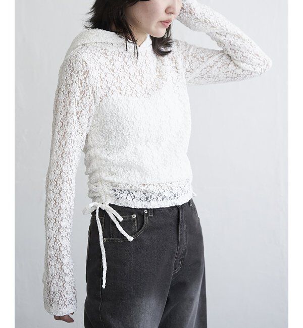 VENCE share style「レースフーディー」|その他|オフホワイト