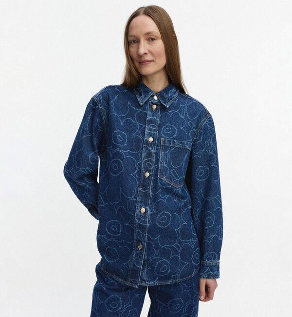Marimekko「【日本・フィンランド限定】Maridenim Vaihe Piirto Unikko シャツ」|シャツ・ブラウス|