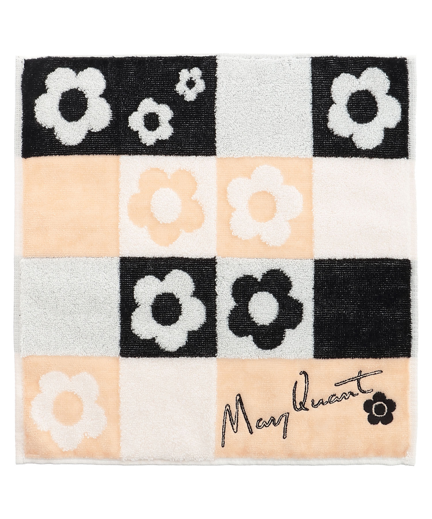 MARY QUANT「カラーブロックデイジー2 ミニタオル」|ハンカチ|ブラック
