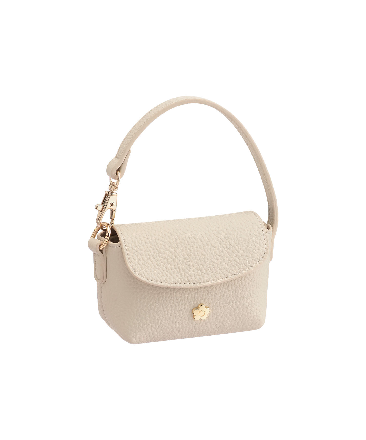 MARY QUANT「インナースエードデイジー ミニバッグチャームポーチ」|キーケース|アイボリー