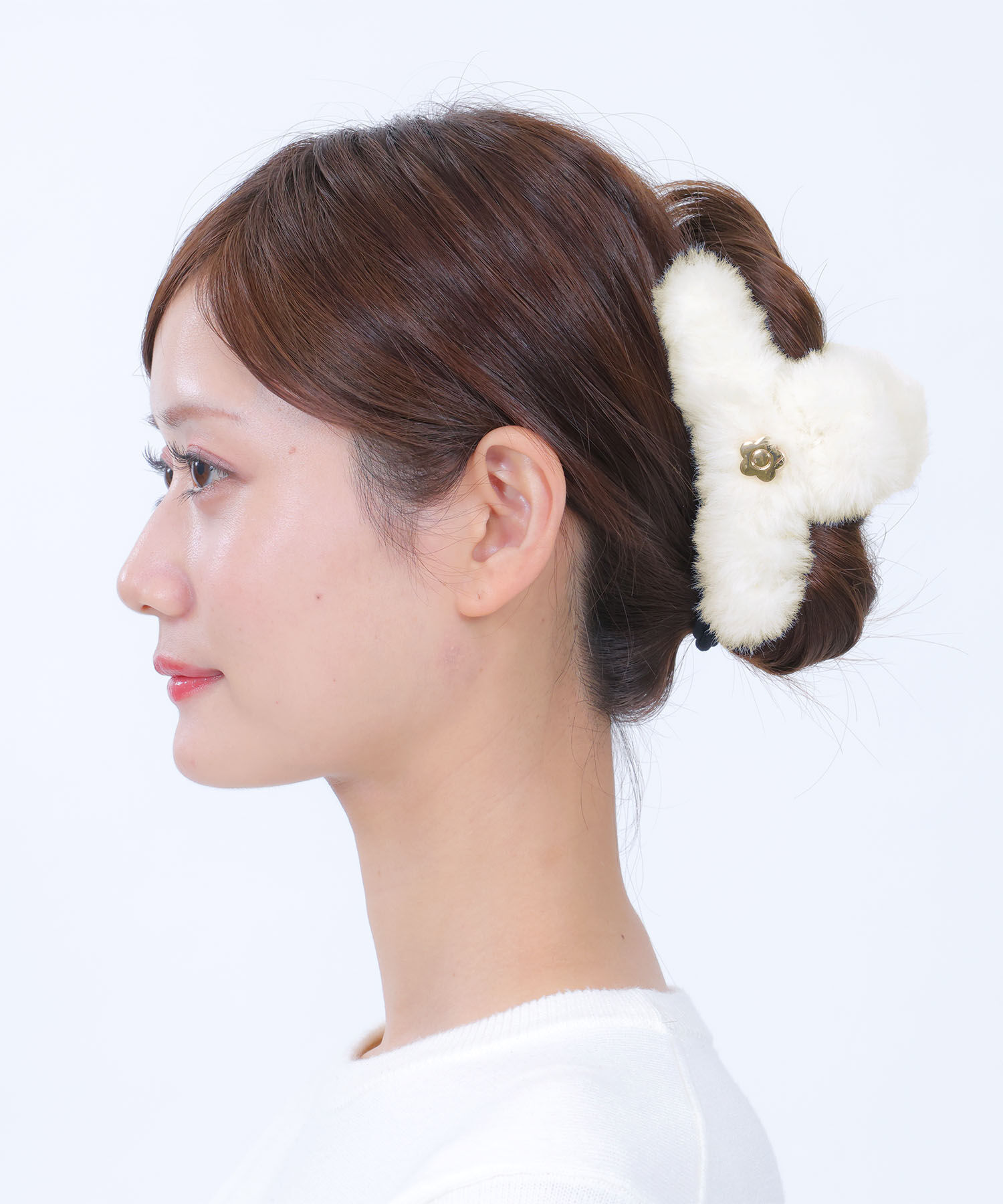 MARY QUANT「エコファー バンスクリップ」|ヘアバンド|アイボリー