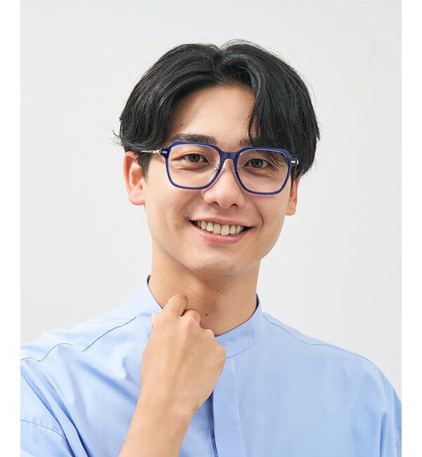 「ウェリントン型 メガネ TRAD TREND STYLE ビッグシェイプ 大きめメガネ  レンズ交換券付」|メガネ|濃ブルー