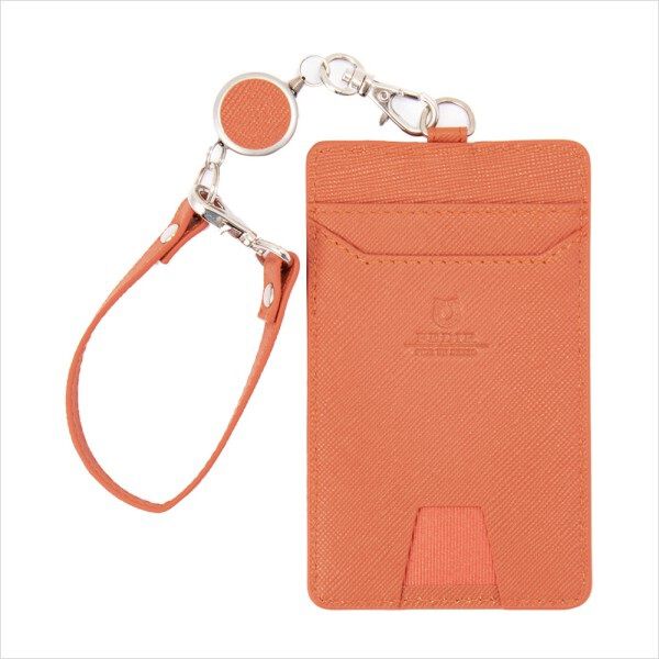 PEDIR「PEDIR(ペディール) リール付シングルパスケース プリズム」|定期入れ|オレンジ