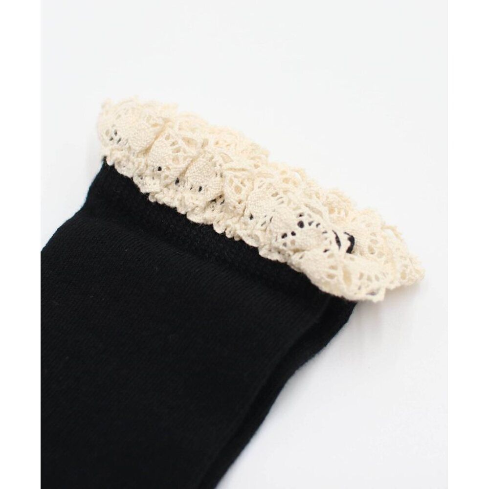 BACKYARD FAMILY「キッズ 女の子 ハイソックス 靴下 通販 ソックス くつ下 膝下 フリル 子供 こども 子ども」|ソックス|ブラック1