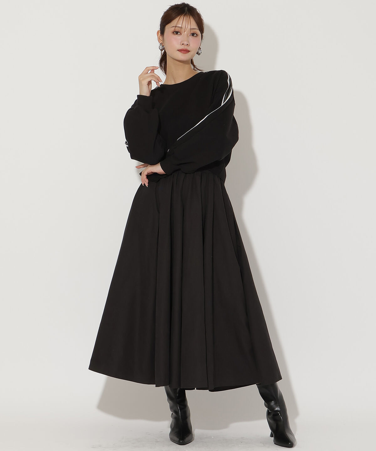 アンドクチュール「ライン入り裏毛トップス」|Tシャツ・カットソー|